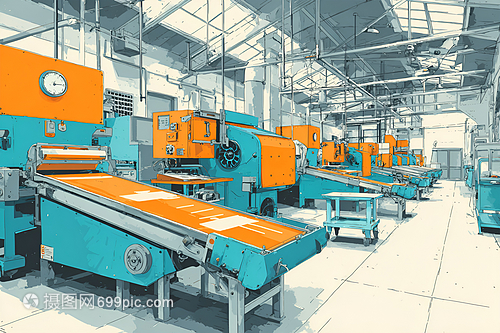 工廠內部有多臺大型機械設備